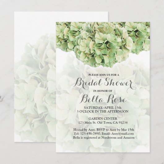 Green Hydrangea Brautparty Card Einladung (Vorne/Hinten)