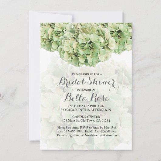 Green Hydrangea Brautparty Card Einladung (Vorderseite)