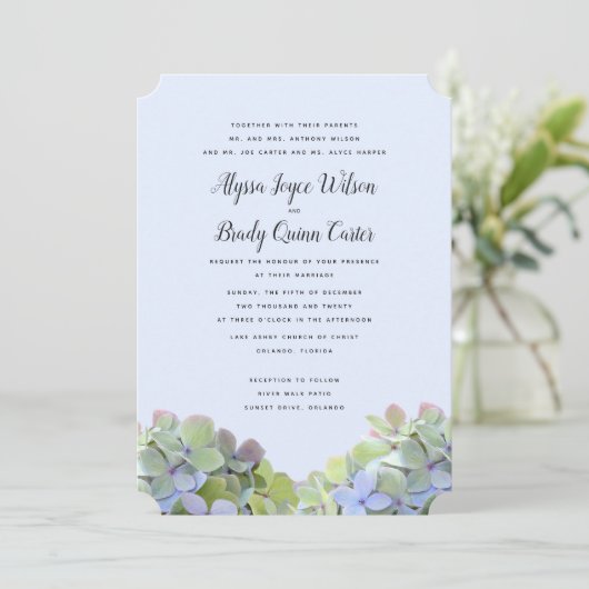 Green Hydrangea Custom Wedding Einladungen (Stehend Vorderseite)