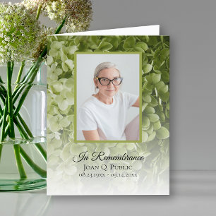 Green Hydrangea Floral Beerdigung Beileid Dankeskarte