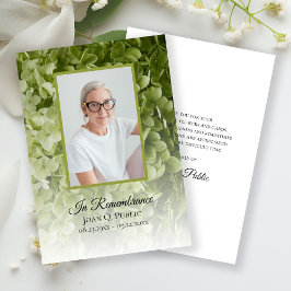 Green Hydrangea Floral Beerdigung Beileid Dankeskarte