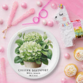 Green Hydrangea Floral Butterfly Brautparty Pappteller (Party)