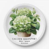 Green Hydrangea Floral Butterfly Brautparty Pappteller (Vorderseite)