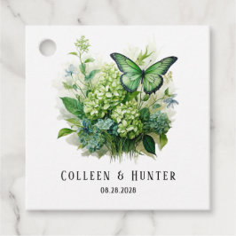 Green Hydrangea Floral Butterfly Gefallen Tag Geschenkanhänger