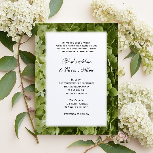Green Hydrangea Floral Wedding Einladung