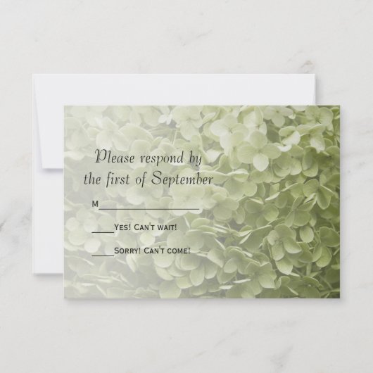 Green Hydrangea Floral Wedding RSVP Karte (Vorderseite)