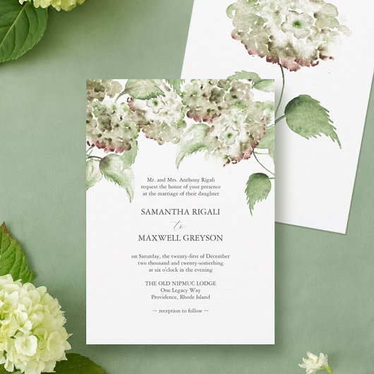Green Hydrangea Formal Wedding Invitations Einladung
