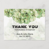 Green Hydrangea Hochzeit danke Ihnen notiert hydra Postkarte (Vorderseite)