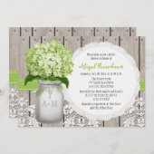 Green Hydrangea Monogramm Mason Jar Brautparty Einladung (Vorne/Hinten)