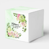 Green Hydrangea Pink Floral Sage Ballon Custom Geschenkschachtel (Rückseite)