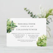 Green Hydrangea Probe Floral Butterfly Abendessen Einladung (Stehend Vorderseite)