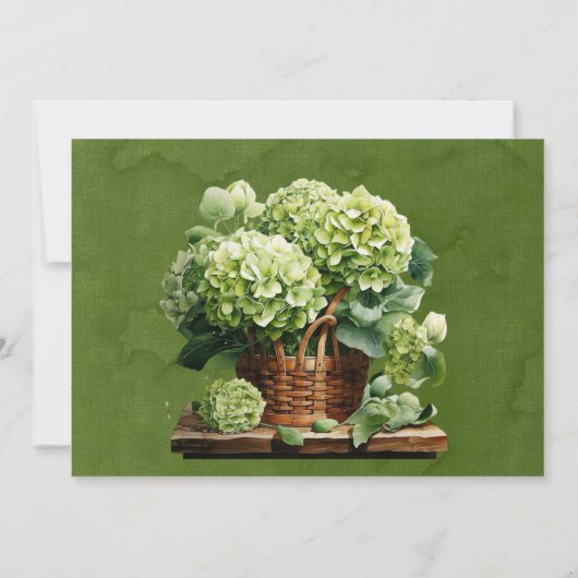 Green Hydrangea Probe Floral Butterfly Abendessen Einladung (Rückseite)