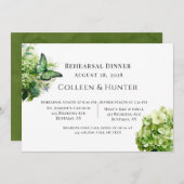Green Hydrangea Probe Floral Butterfly Abendessen Einladung (Vorne/Hinten)