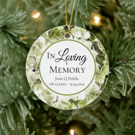 Green Hydrangea Wassercolor Memorial Keepake Keramik Ornament (Baum)