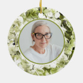 Green Hydrangea Wassercolor Memorial Keepake Keramik Ornament (Hinten)