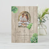 Green Hydrangea Wedding Invitation Einladung (Stehend Vorderseite)