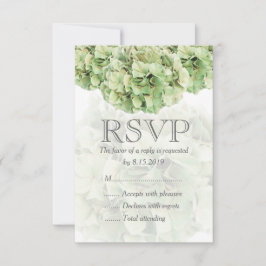 Green Hydrangea Wedding RSVP Card