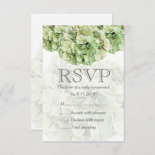 Green Hydrangea Wedding RSVP Card (Vorne/Hinten)