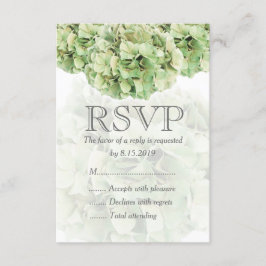 Green Hydrangea Wedding RSVP Card Karte
