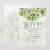 Green Hydrangea Wedding RSVP Card Karte (Vorne/Hinten)