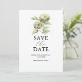 Green Hydrangea Wedding Save The Dates Date (Stehend Vorderseite)