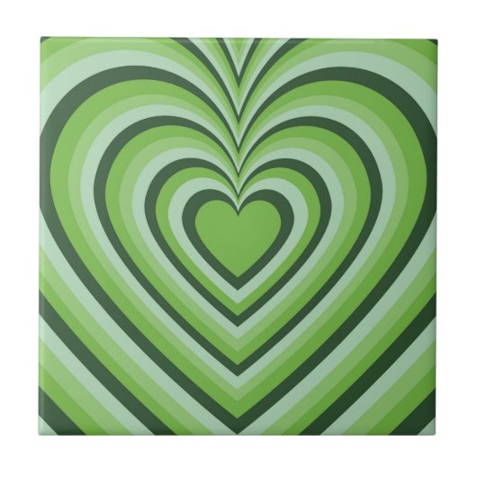 Green Hypnotic Heart Liebe Muster Fliese (Vorderseite)