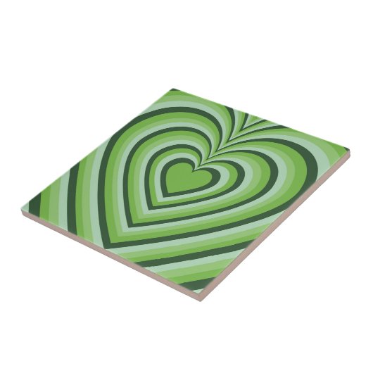 Green Hypnotic Heart Liebe Muster Fliese (Seite)