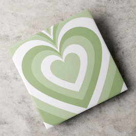 Green Hypnotic Heart Liebe Muster Fliese