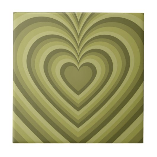 Green Hypnotic Heart Liebe Muster Keramik Tile Fliese (Vorderseite)