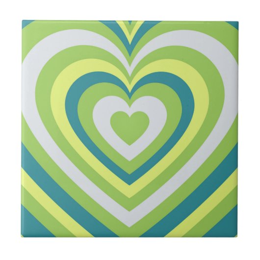 Green Hypnotic Heart Y2K Muster Fliese (Vorderseite)