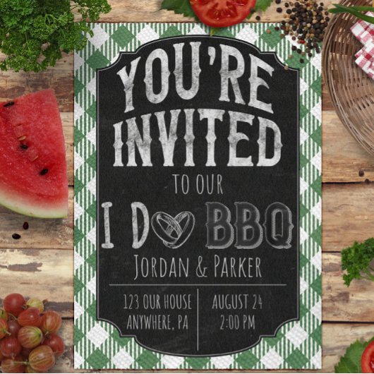 Green I Do GRILLEN Bridal & Polterabend Einladung