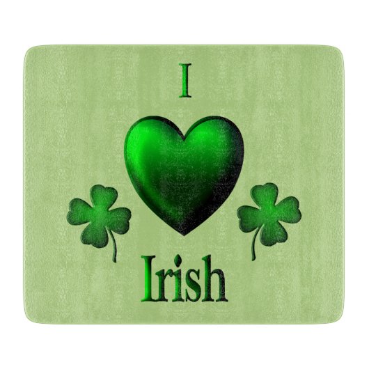 Green I Heart Irish Schneidebrett (Vorderseite)