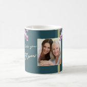 Green I Love You Mom Floral Mother's Day Photo Kaffeetasse (Mittel)