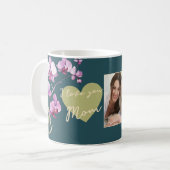 Green I Love You Mom Floral Mother's Day Photo Kaffeetasse (Vorderseite Links)
