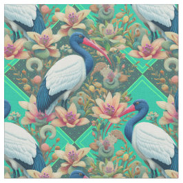 Green Ibis Bloom Stoff