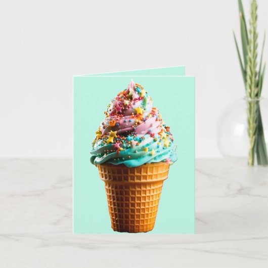 Green Ice Creme Cone Dankeskarte (Vorderseite)