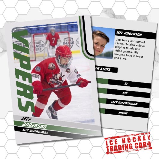 Green Ice Hockey Trading Card Telefonnummerkarte