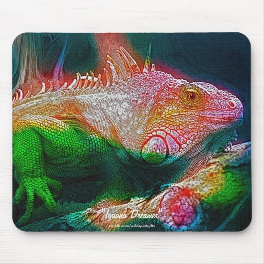 Green Iguana Fantasy Art Wildlife Mousemat Mousepad (Vorne)
