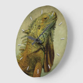 Green Iguana Große Wanduhr (Winkel)