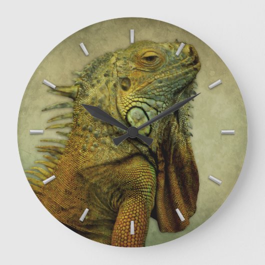 Green Iguana Große Wanduhr (Vorderseite)