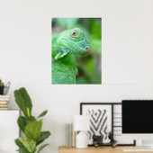 Green Iguana Lizard Reptile auf Leaf Poster (Heimbüro)