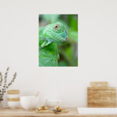 Green Iguana Lizard Reptile auf Leaf Poster (Küche)