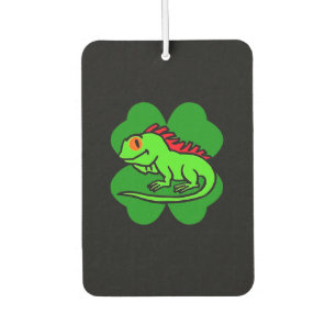Green Iguana mit vierblättriges Kleeblatt Autolufterfrischer