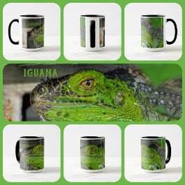 Green Iguana Nah-up Fotografy Personalisiert Tasse