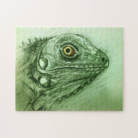 Green Iguana Realistisch Zeichnend, Niedliches Rep Puzzle (Horizontal)