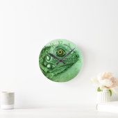 Green Iguana Round Clock, realistisch Zeichnend Runde Wanduhr (Zuhause)