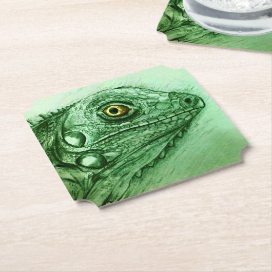 Green Iguana Shaped Untersetzer, realistisch Zeich Untersetzer (angewinkelt)