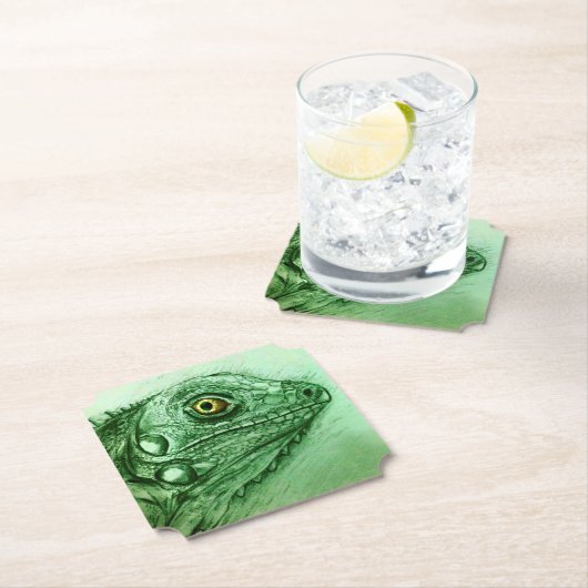 Green Iguana Shaped Untersetzer, realistisch Zeich Untersetzer (Vor Ort)