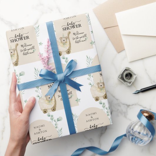 Green Illustriert Baby Dusche Personalisiert Geschenkpapier (Schenken)