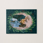 Green Illustriert Leaaath Foto Frame Holiday Puzzle (Horizontal)